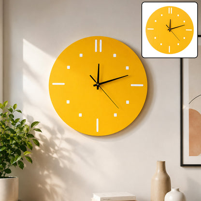 Yellow Silent Wall Clock – Modern Non-Ticking Timepiece