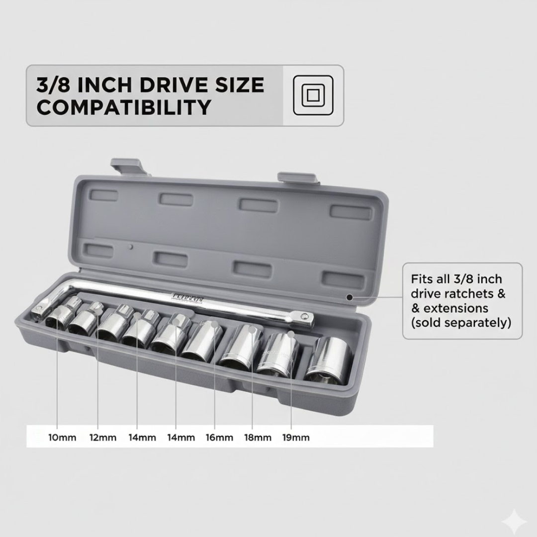 Socket Wrench set 10-Pc 3/8-inch Drive 6-Point – close-up