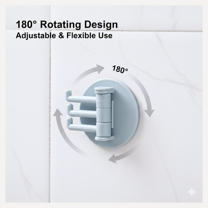 Punch-Free Sticky Hook – 3-Hook Rotating Organizer – side view