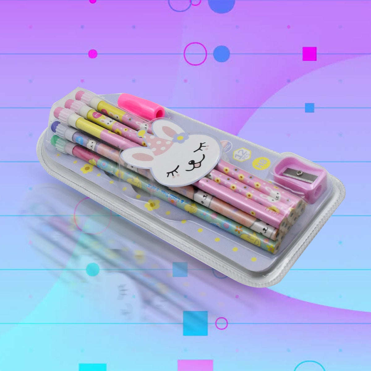 Kids Pencil set – Cute Animal Design with Sharpener & Eraser – view 6