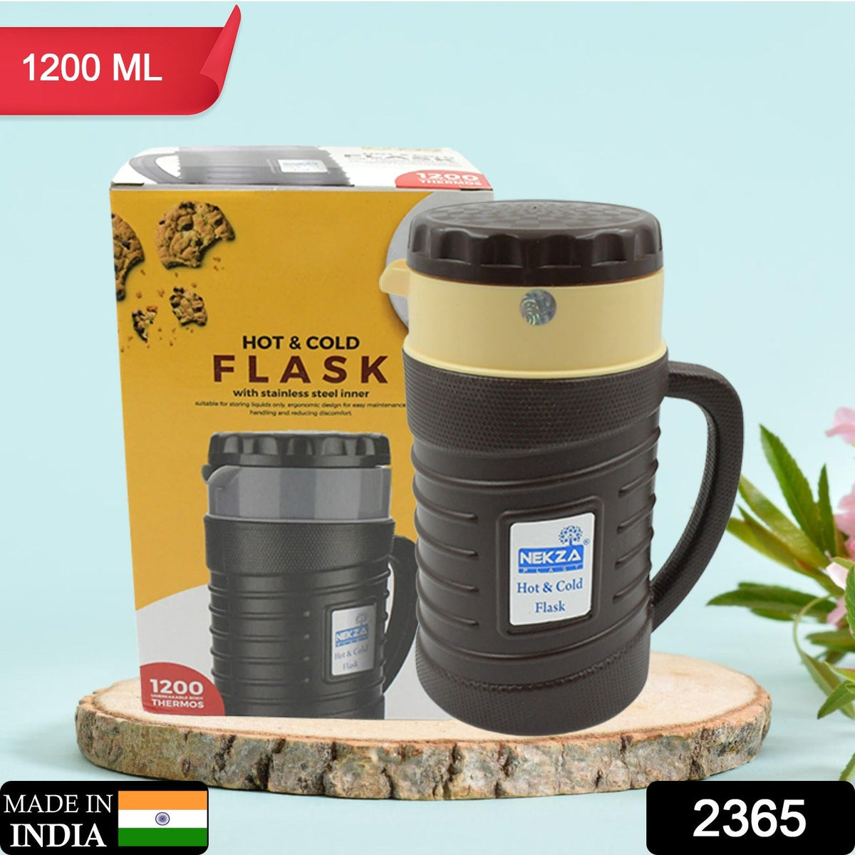 Stainless Steel Thermos Flask – Hot & Cold, Leakproof – side view