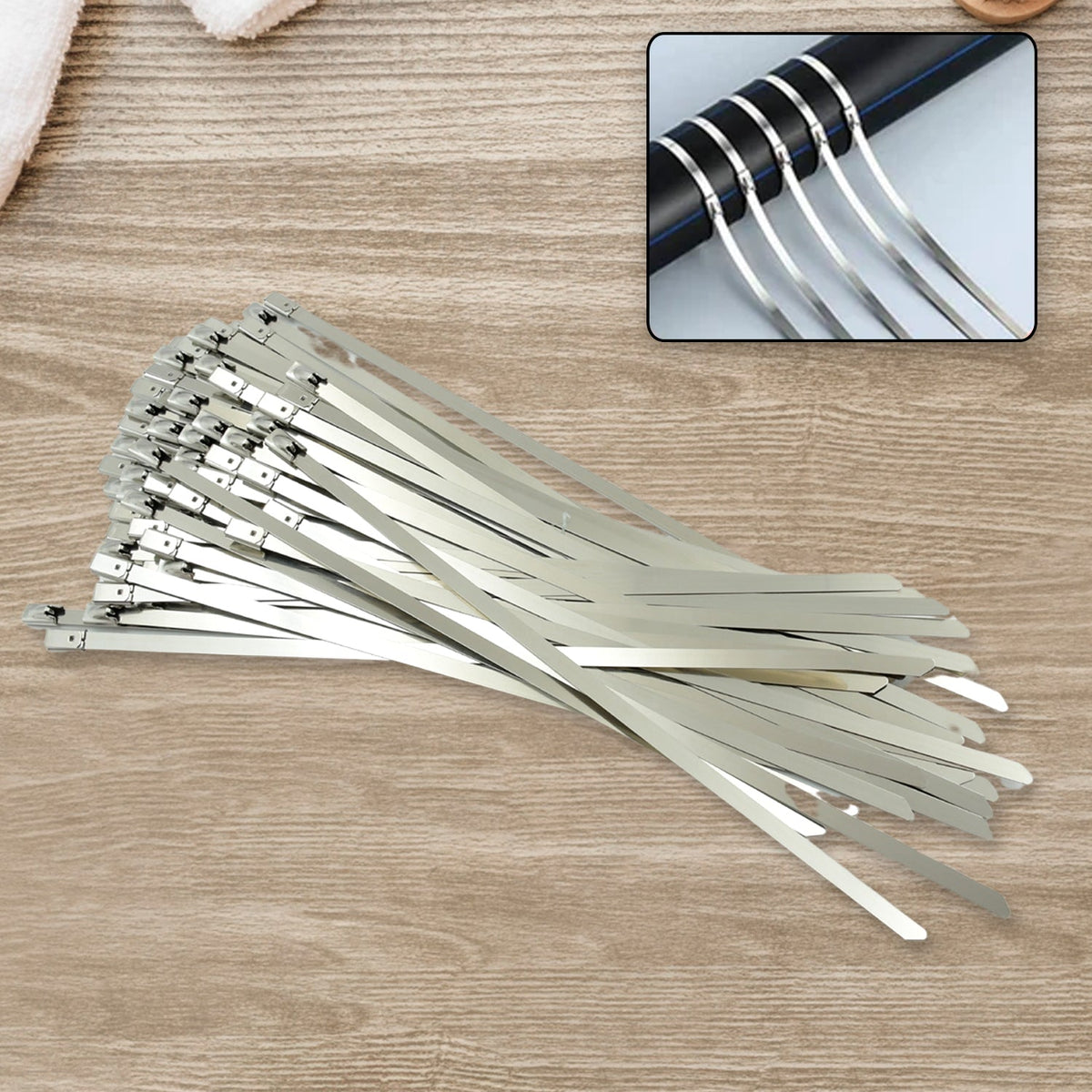 Stainless Steel Cable Ties – 100 pcs Heavy-Duty – close-up
