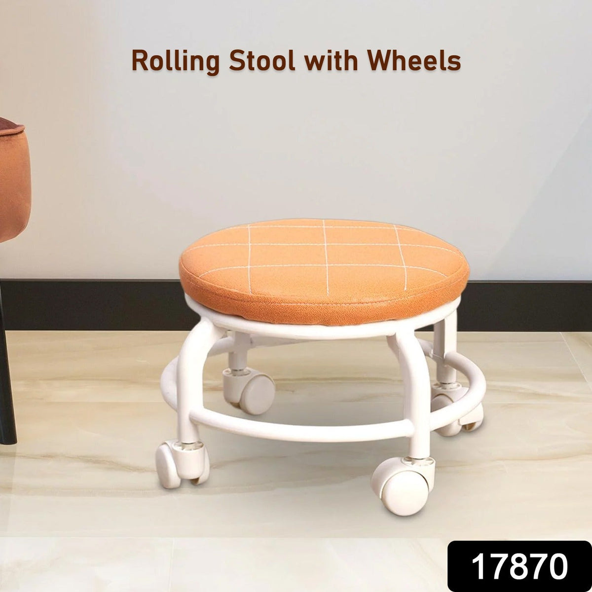 Low Height Rolling Stool – Multifunctional Plastic Seat – side view
