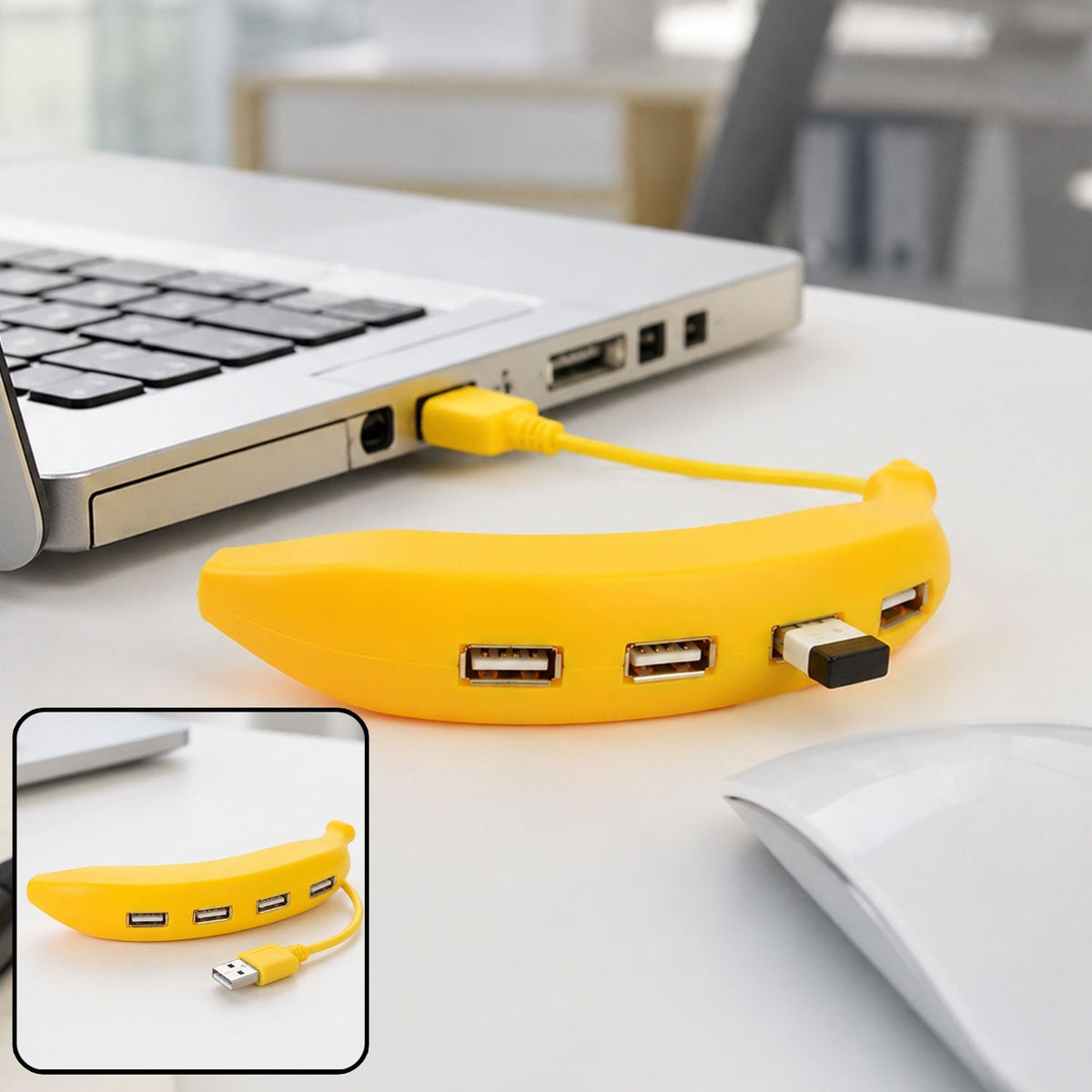Banana Shape USB Hub – 4-Port 2.0 Splitter