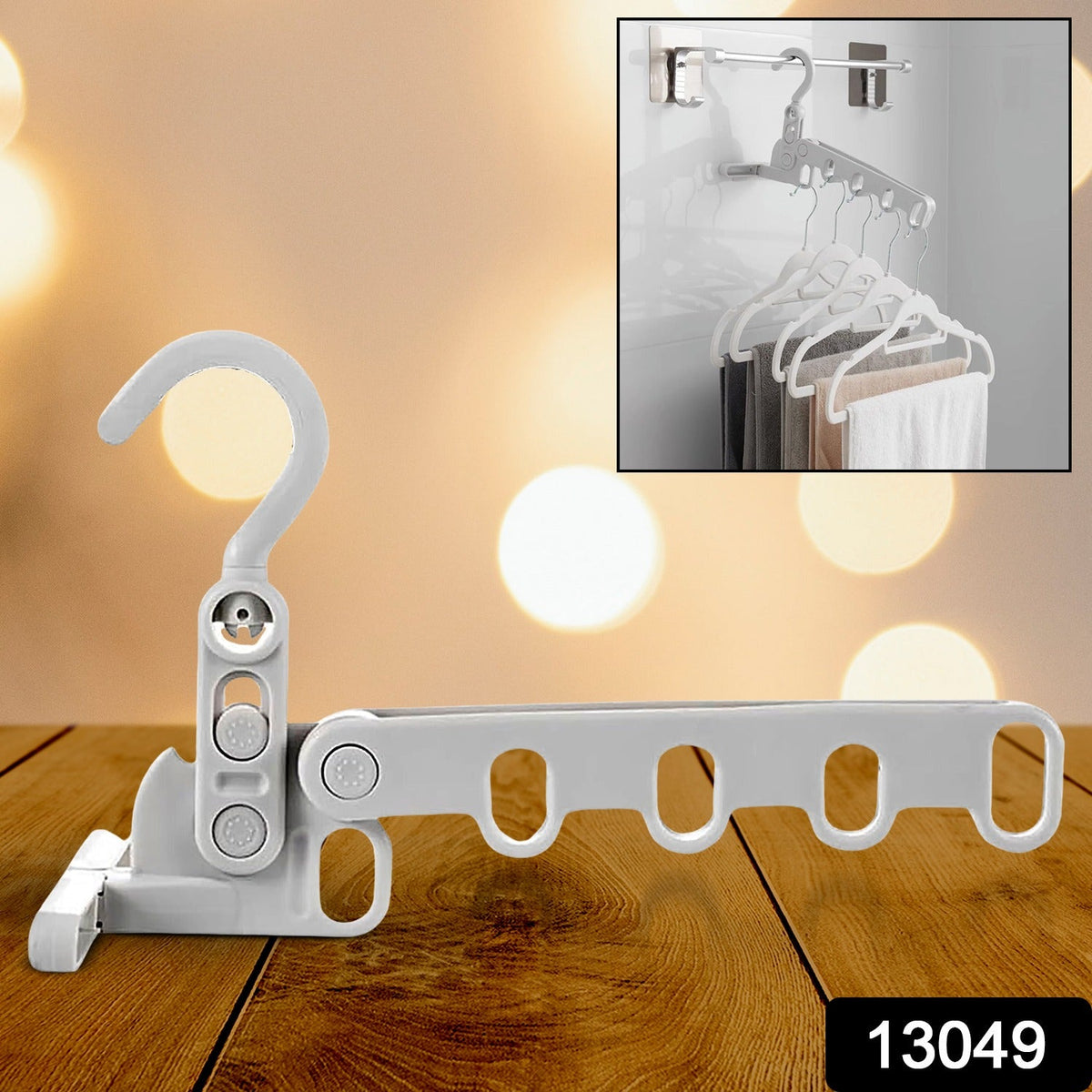 Foldable Clothes Hanger – 5-Hole Space-Saving Travel Rack – side view