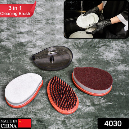 Wet and Dry Cleaning Brush – Multicolor 3-Unit set – side view