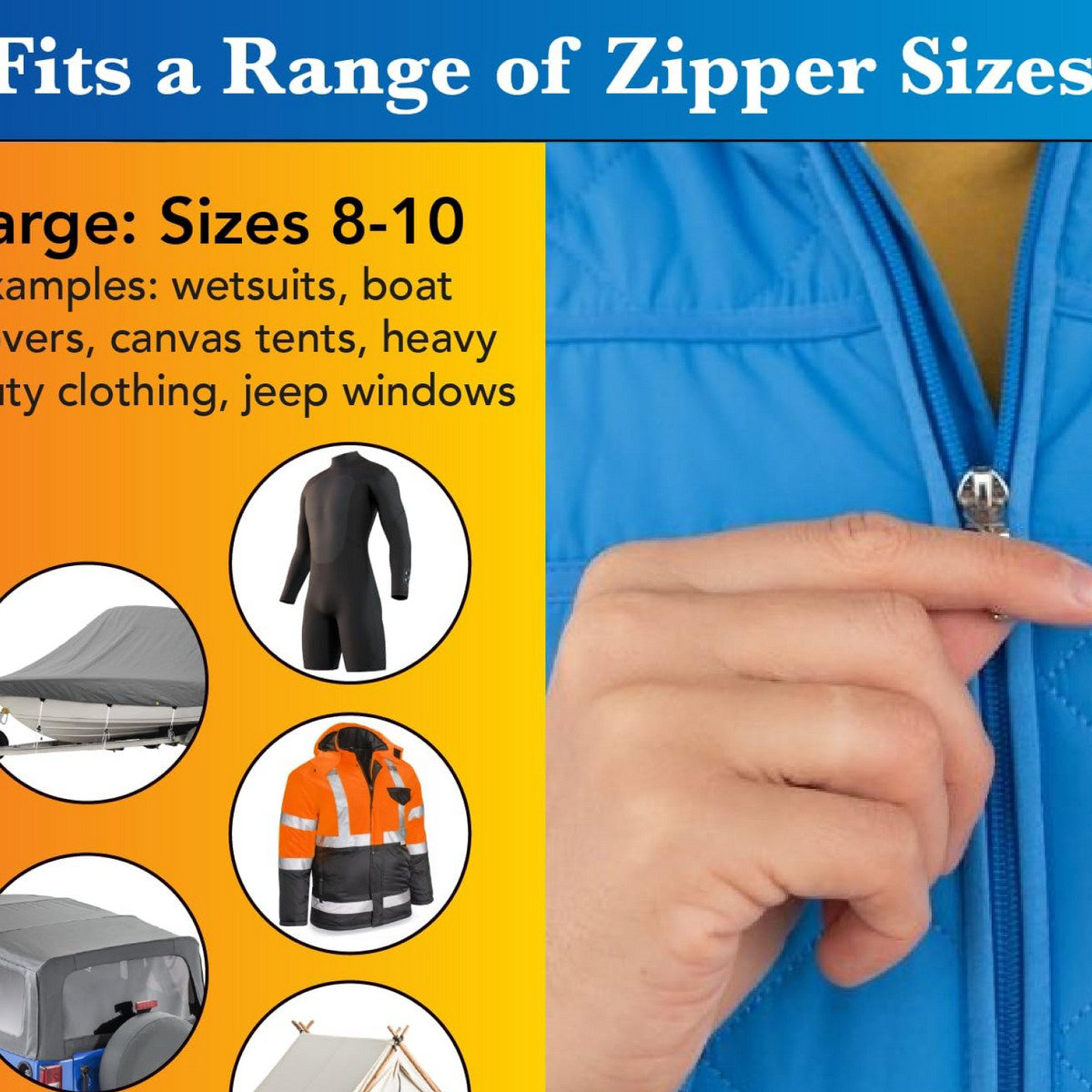 Detachable Zipper Slider – Universal Repair Kit – detail view