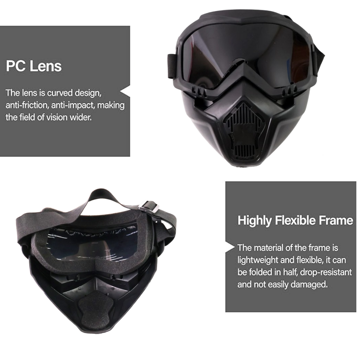Motorcycle Goggles – Windproof Bike Face Mask – detail view