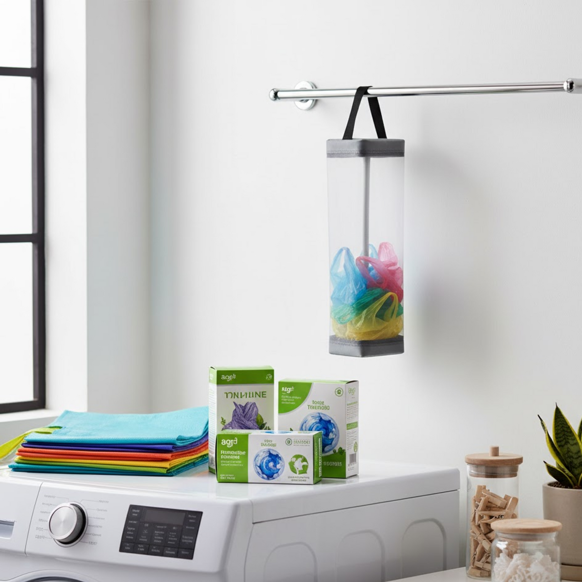 Hanging Waste Bag Holder – Durable Mesh Organizer – close-up