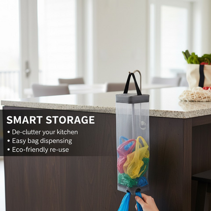Hanging Waste Bag Holder – Durable Mesh Organizer – detail view