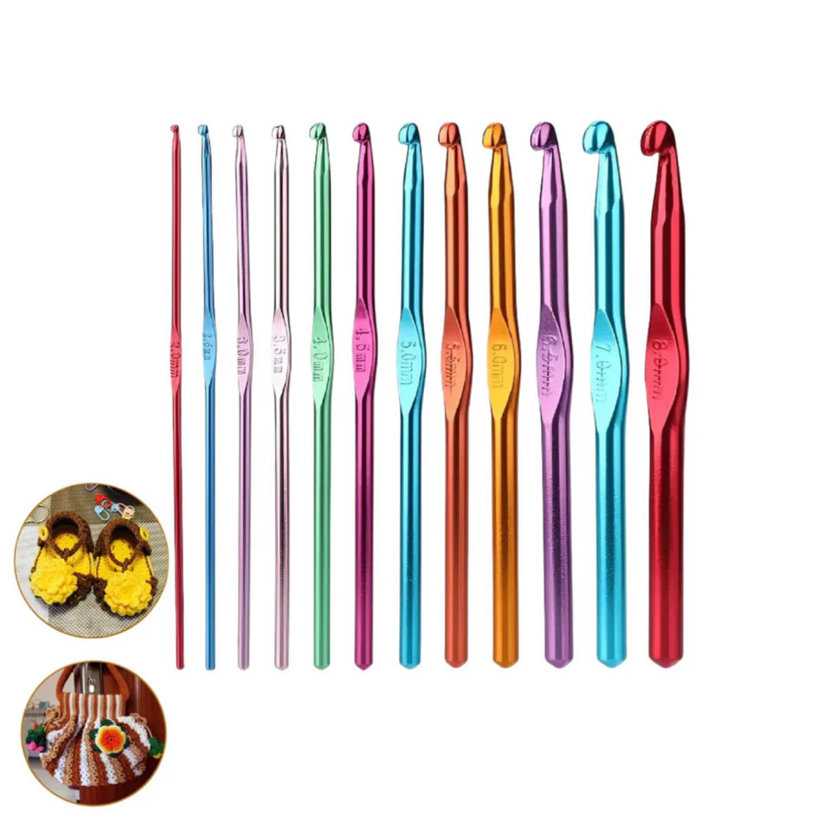 Crochet Hook set – Aluminium Multicolor (12 Pcs) – detail view