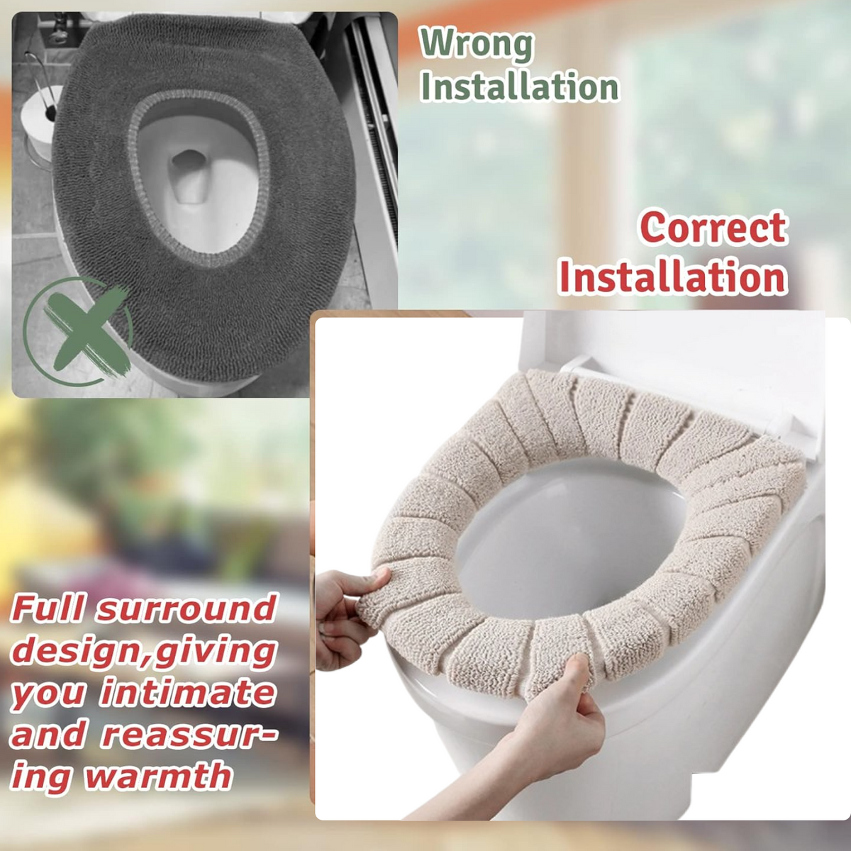 Toilet Seat Cover – Plush Washable for Warmth & Comfort – detail view