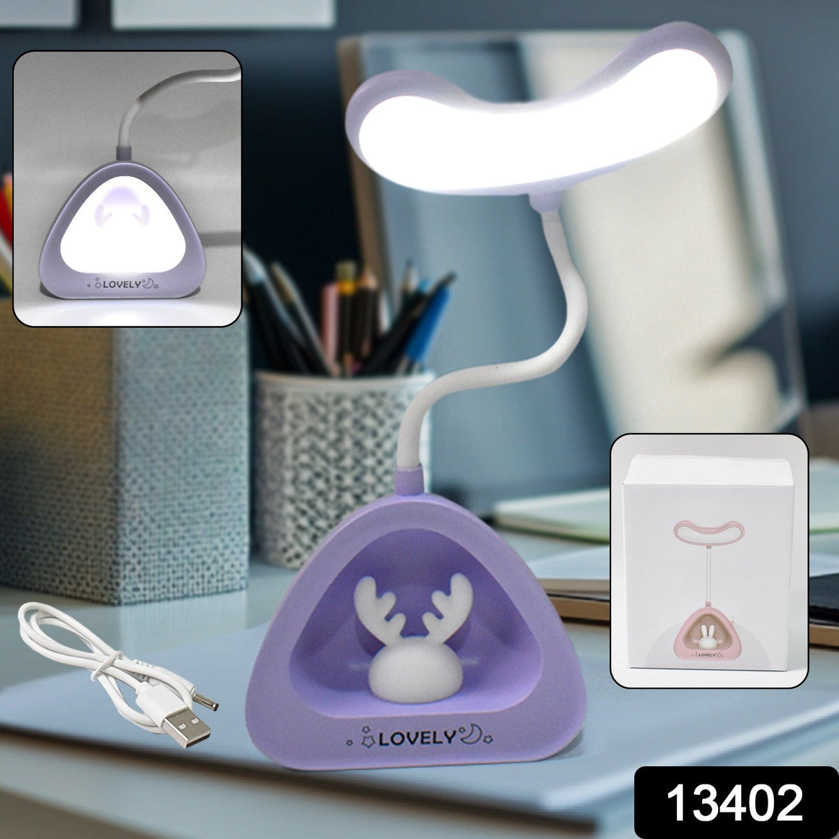 LED Desk Light – Eye-Caring USB Rechargeable Lamp – side view
