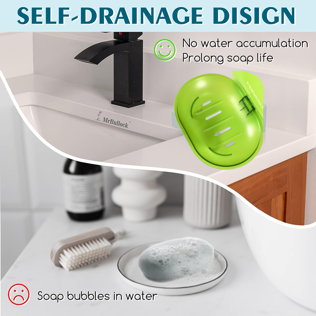 Plastic Soap Dish – Wall Mounted Self-Adhesive – side view