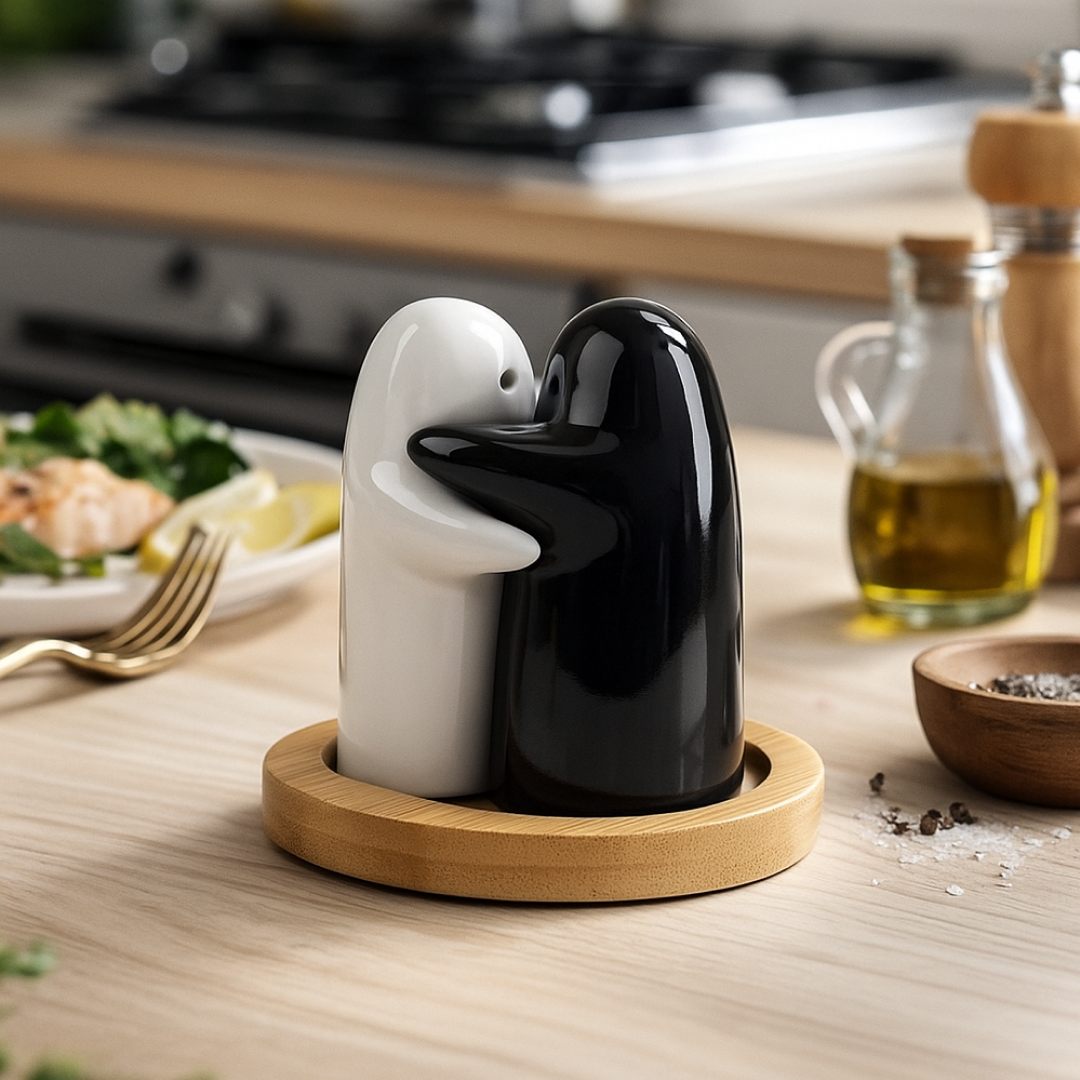 Ceramic Salt and Pepper Shakers – Modern Couple Design – view 6