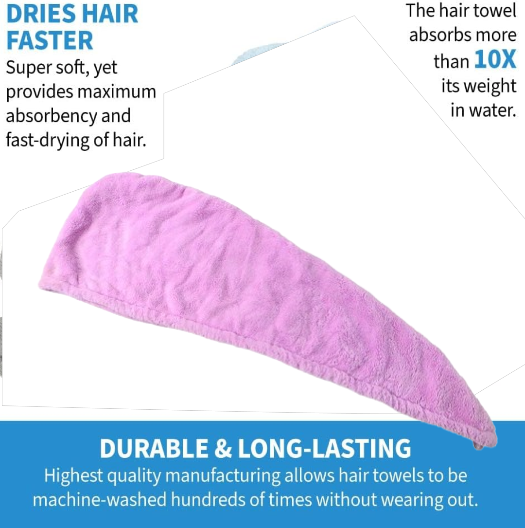 Quick Dry Microfiber Hair Wrap Turban with Button Fastening – view 6
