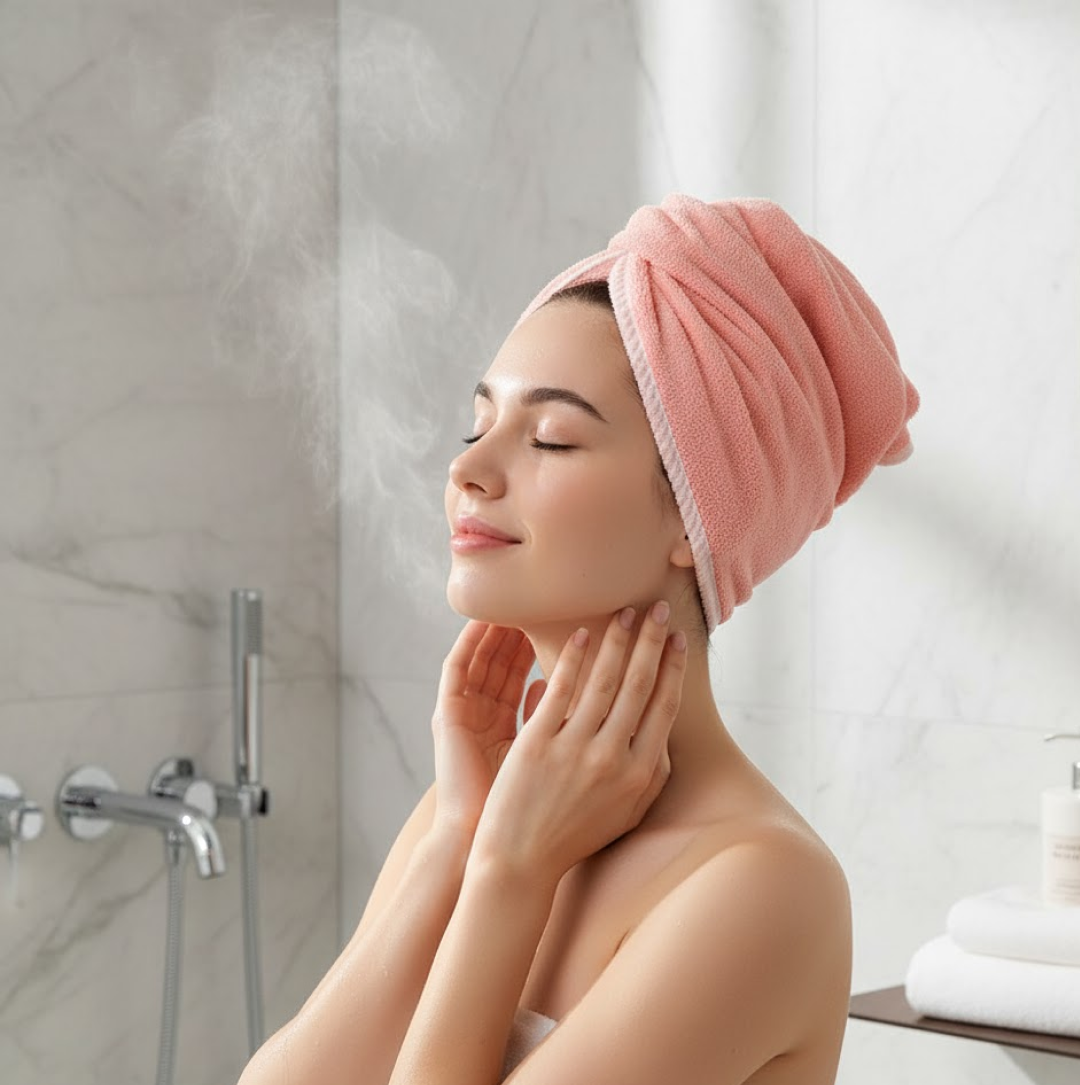 Hair Drying Towel Wrap – Quick Dry Microfiber Turban – side view