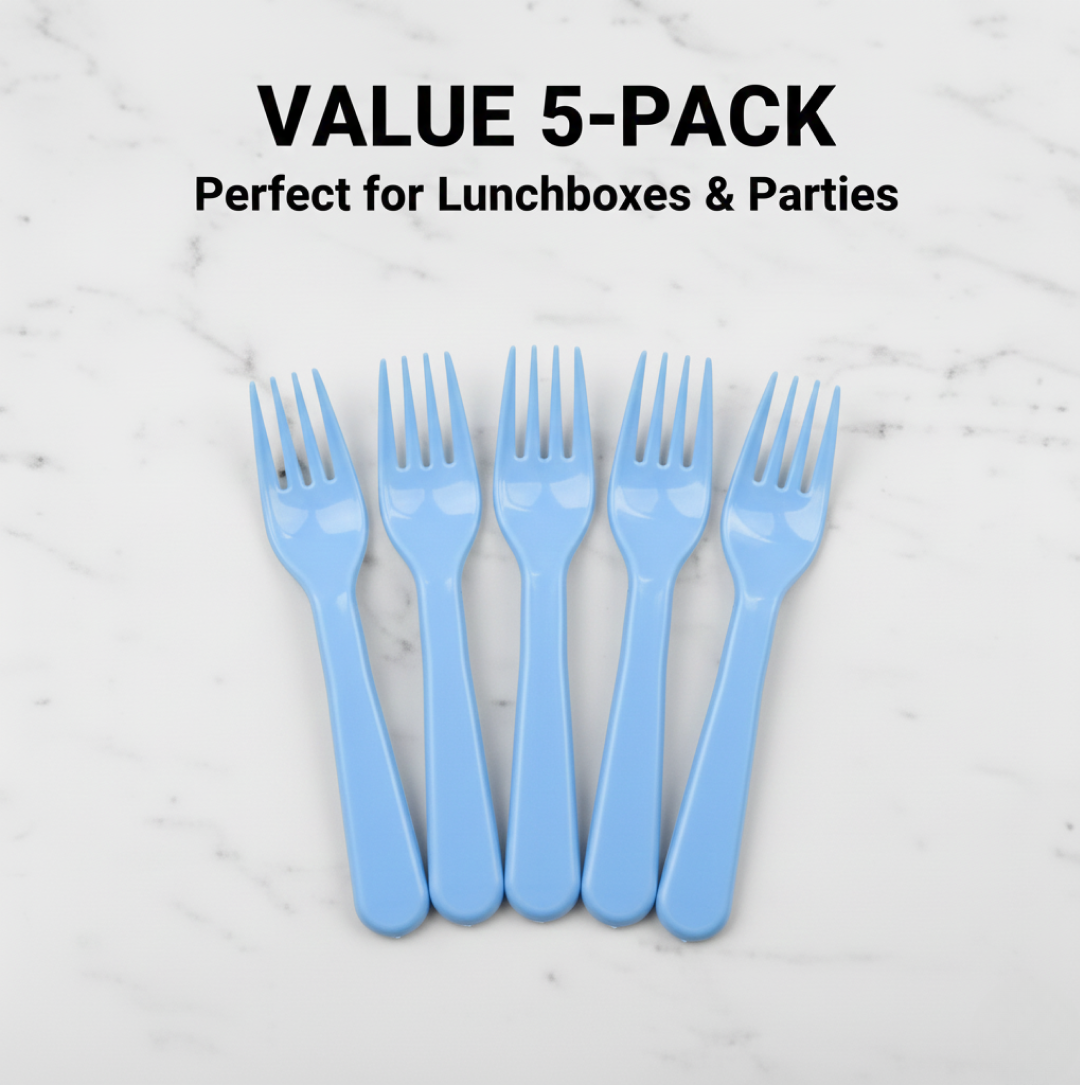 Reusable Plastic Forks – 5-Piece Heavy Duty set – detail view
