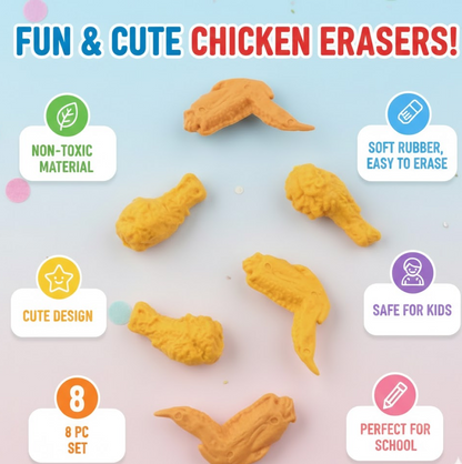 Chicken Erasers – Fun Wing & Leg set – close-up