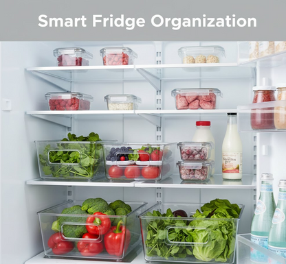 Refrigerator Organizer Bin – Clear Stackable with Handle – alternate view