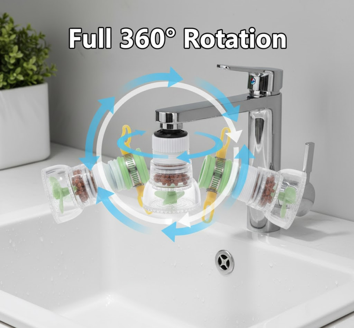 Water Saving Faucet – 360° Rotating Sprayer – close-up