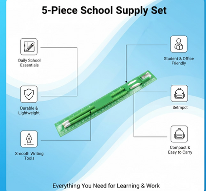 School Supply set – 5-Piece Essential Stationery Kit – detail view