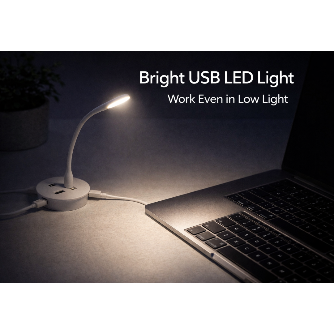 Portable USB Fan, Light & 3-Port Hub Combo for Laptops – alternate view