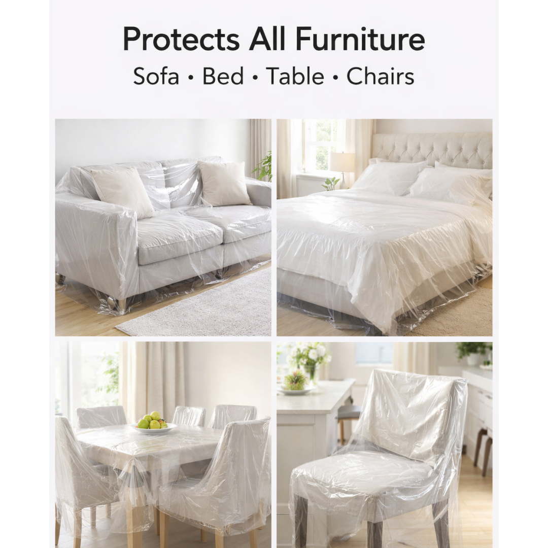 Disposable Furniture Cover – Thick Plastic Dust Proof – detail view