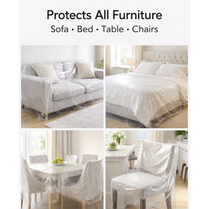 Disposable Furniture Cover – Thick Plastic Dust Proof – detail view