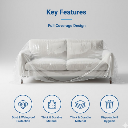 Disposable Furniture Cover – Thick Plastic Dust Proof – close-up
