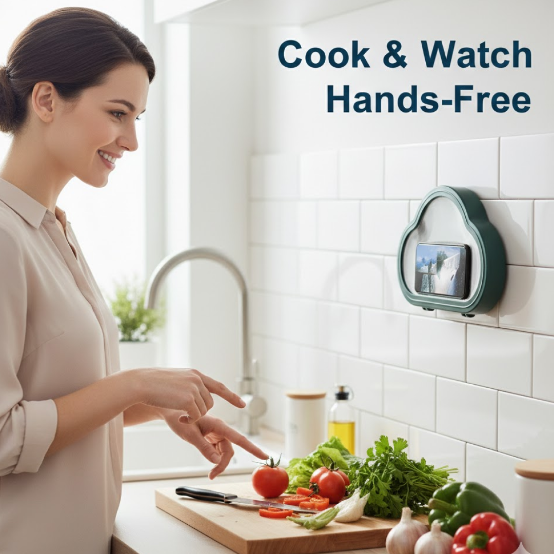 Waterproof Phone Holder – Wall Mount for Shower & Kitchen – side view