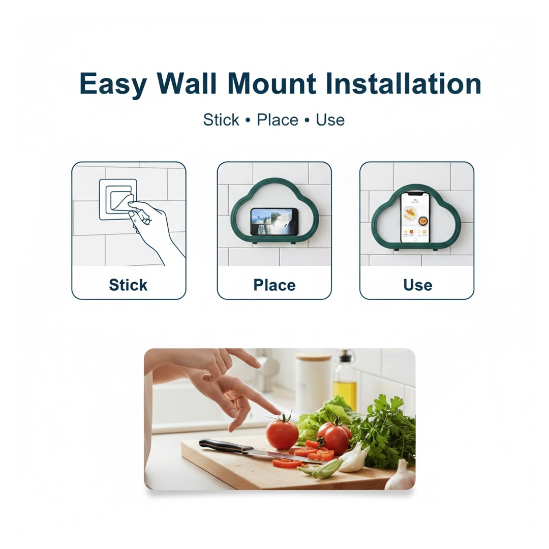 Waterproof Phone Holder – Wall Mount for Shower & Kitchen – alternate view