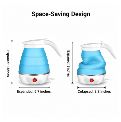 Foldable Electric Kettle – Portable 0.6L Travel Boiler – side view