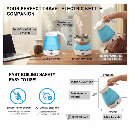 Foldable Electric Kettle – Portable 0.6L Travel Boiler – close-up