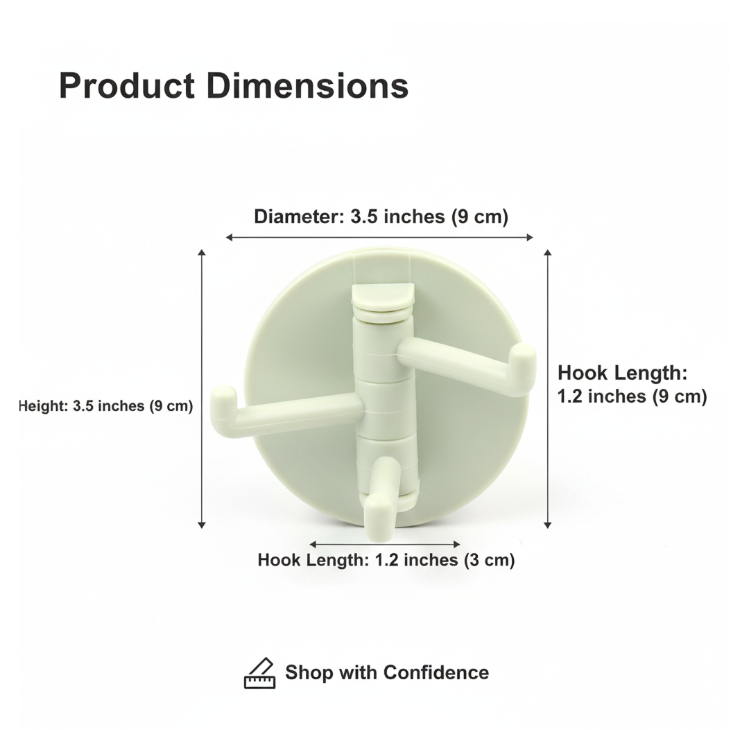 Punch-Free Sticky Hook – 3-Hook Rotating Organizer – view 6