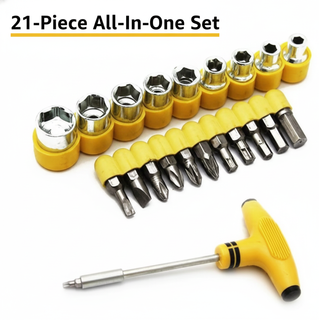 Ratchet Socket set – 21-Piece T-Shape Tools – close-up