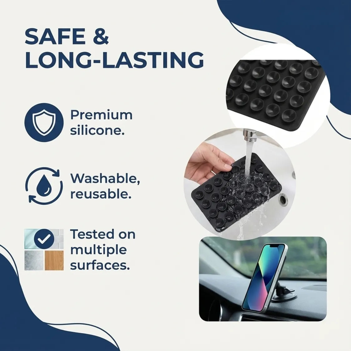 Suction Phone Holder Mount – Silicone Grip, Mix Colors – view 9