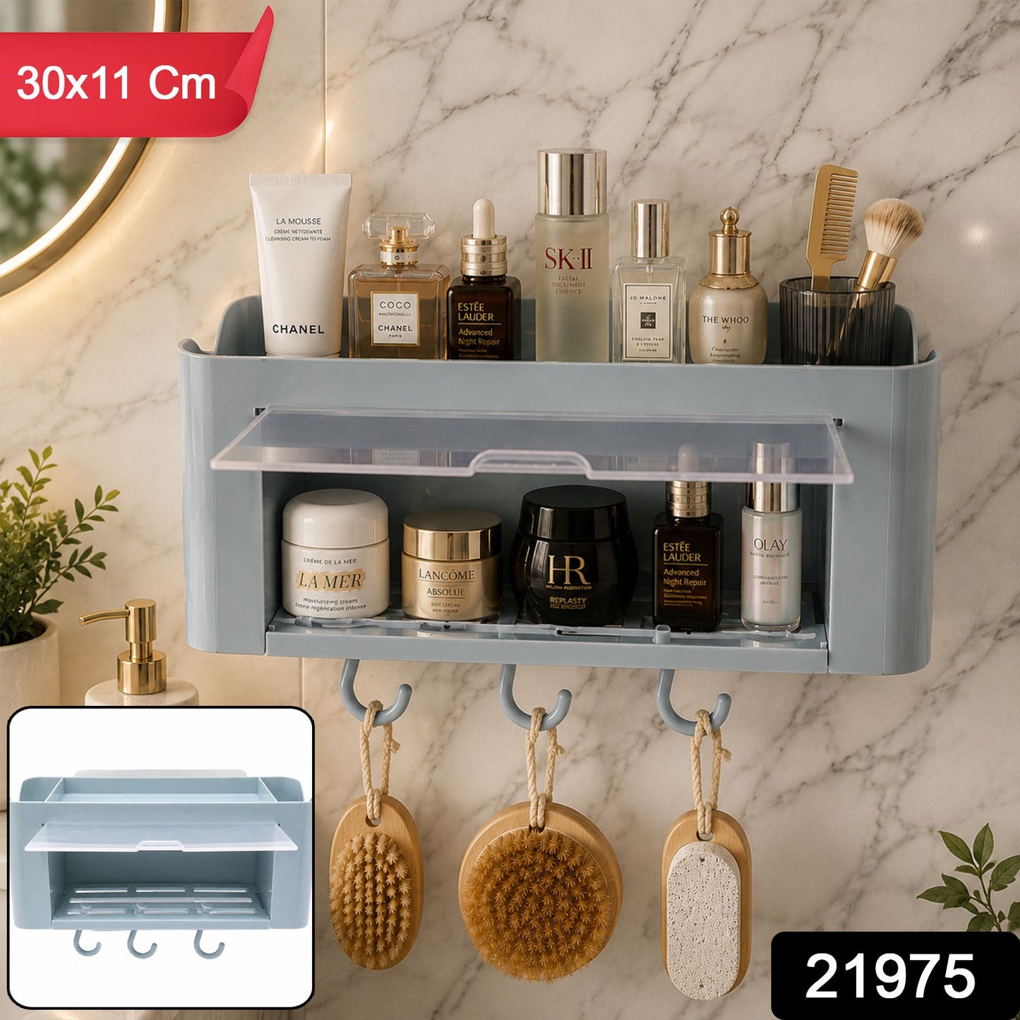 Compact multi-storage organizer shelf in a neutral colour for home organization
