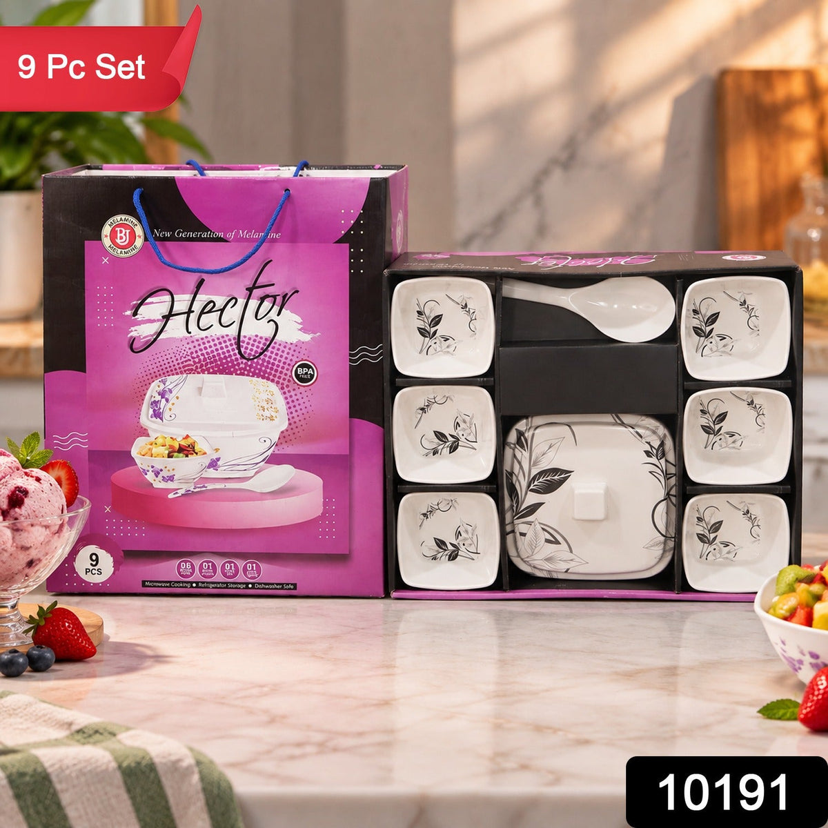 Plastic Dinner set – 9-Piece Lightweight & Durable – side view