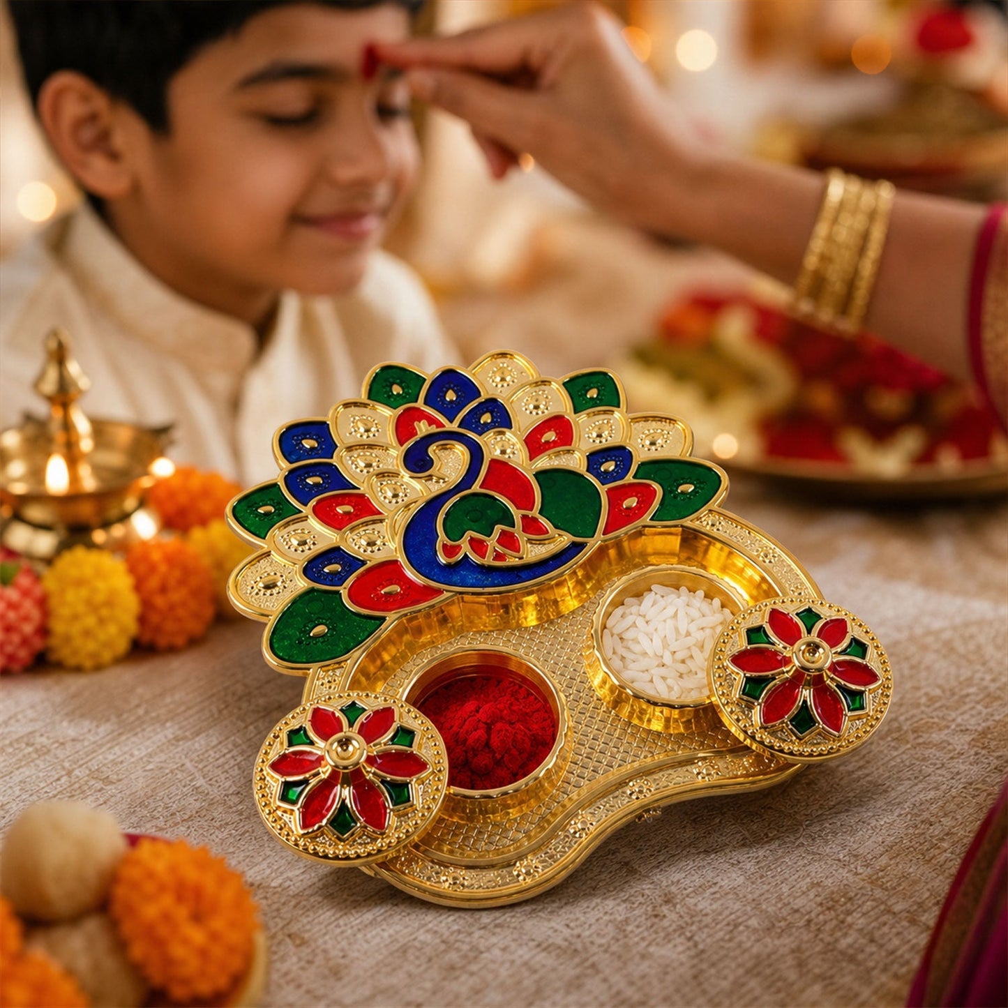 Kumkum holder for puja and tilak rituals