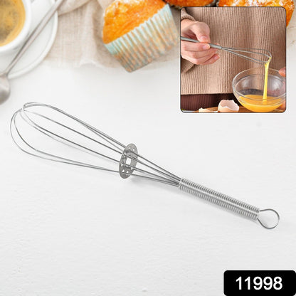 Kitchen Whisk – 16cm Stainless Steel Non-Scratch Hand Tool – side view