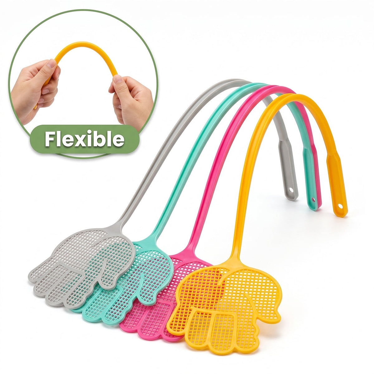 Colourful Long Handle Plastic Fly Swatter for Home Kitchen – view 7