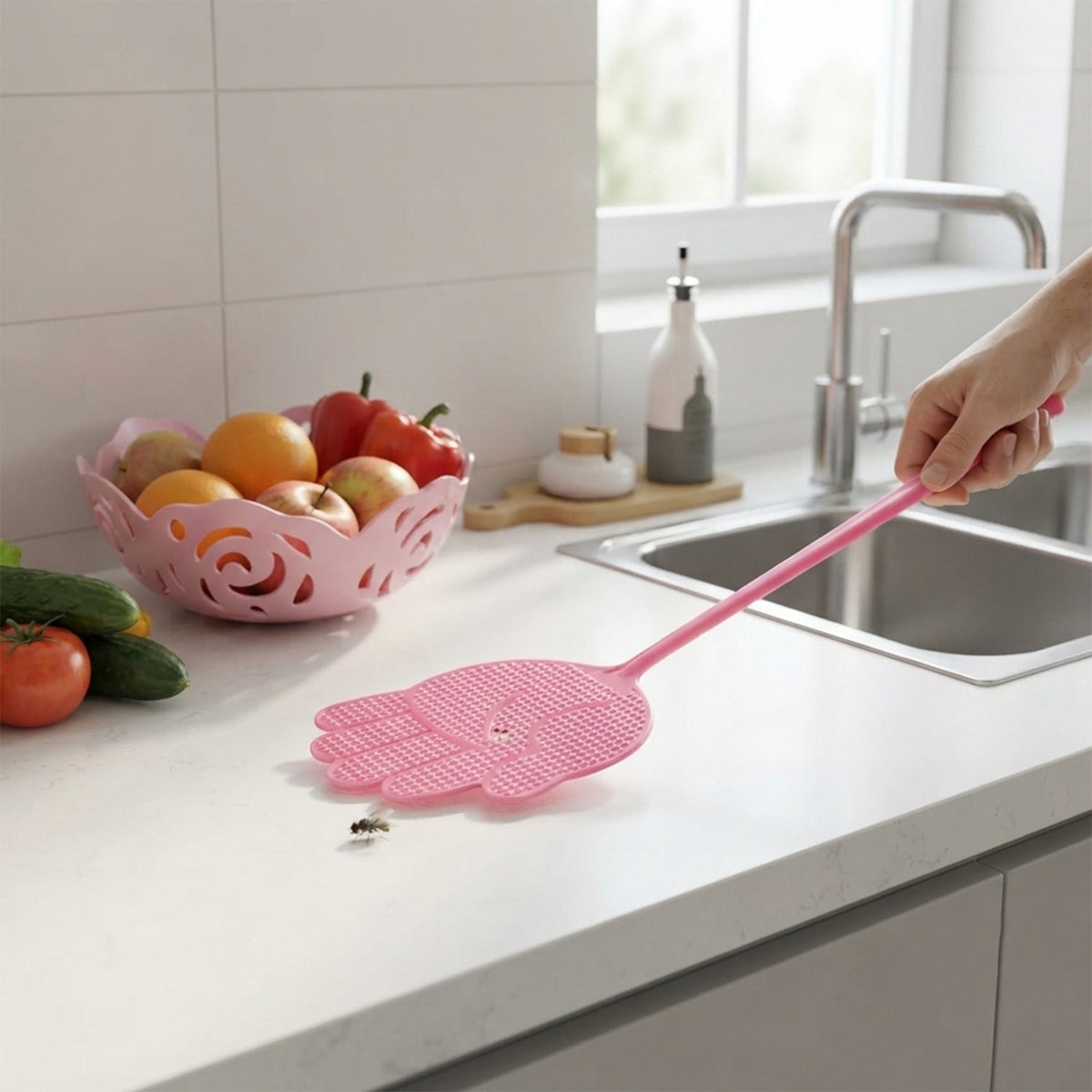 Colourful Long Handle Plastic Fly Swatter for Home Kitchen – view 9