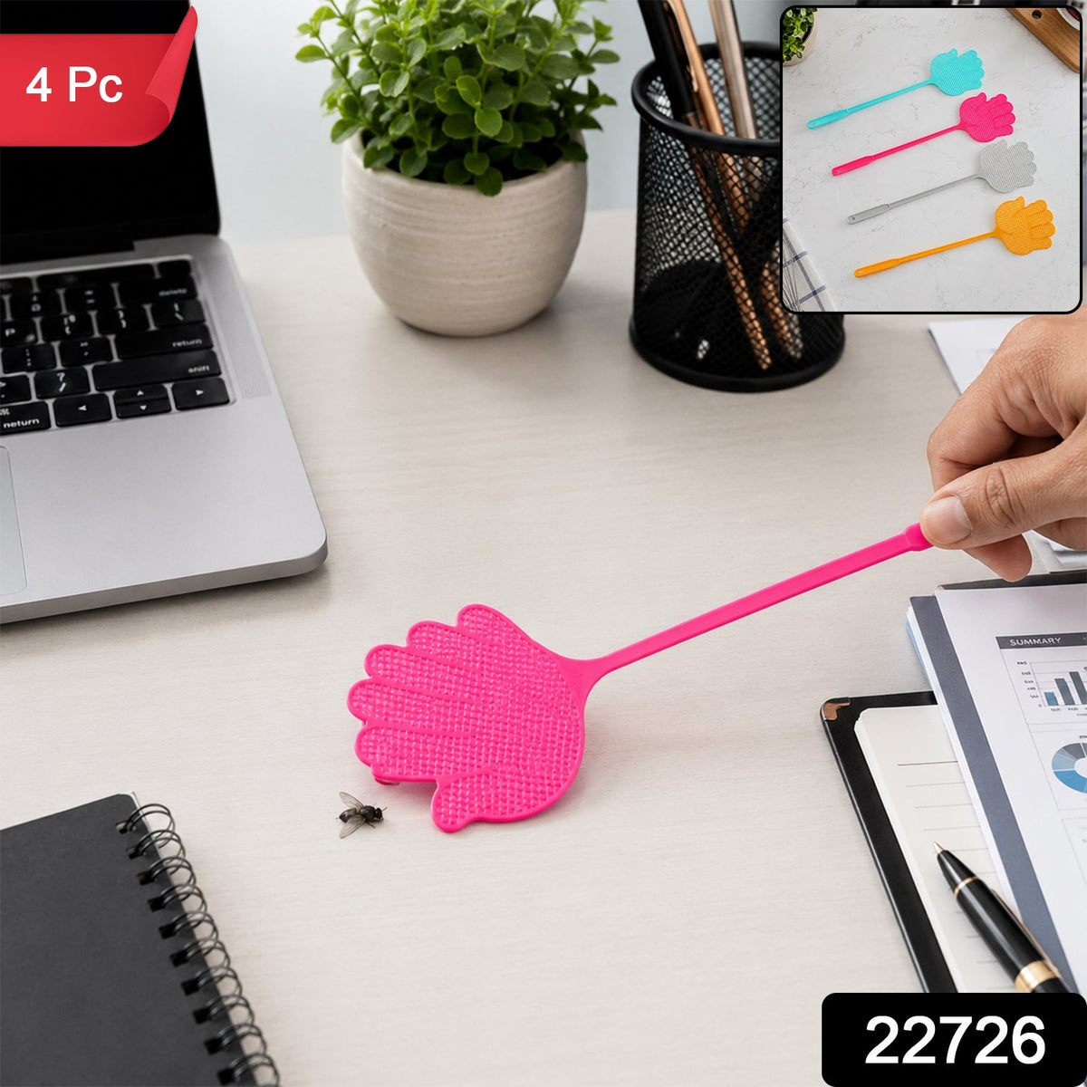 Colourful Long Handle Plastic Fly Swatter for Home Kitchen – side view