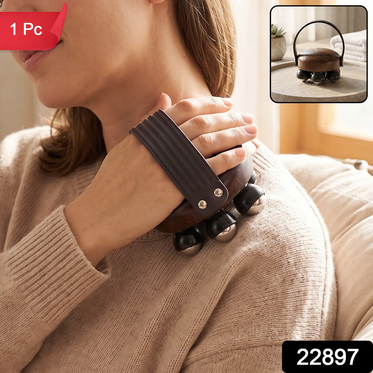 Plastic Roller Body Massager with Hand Strap – side view