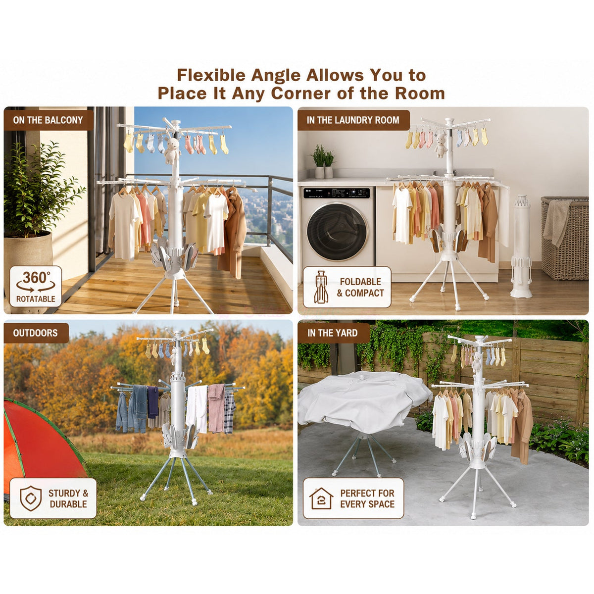 Octopus Folding Clothes Drying Hanger with Rotating Multi – view 7