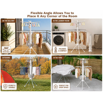 Octopus Folding Clothes Drying Hanger with Rotating Multi – view 7