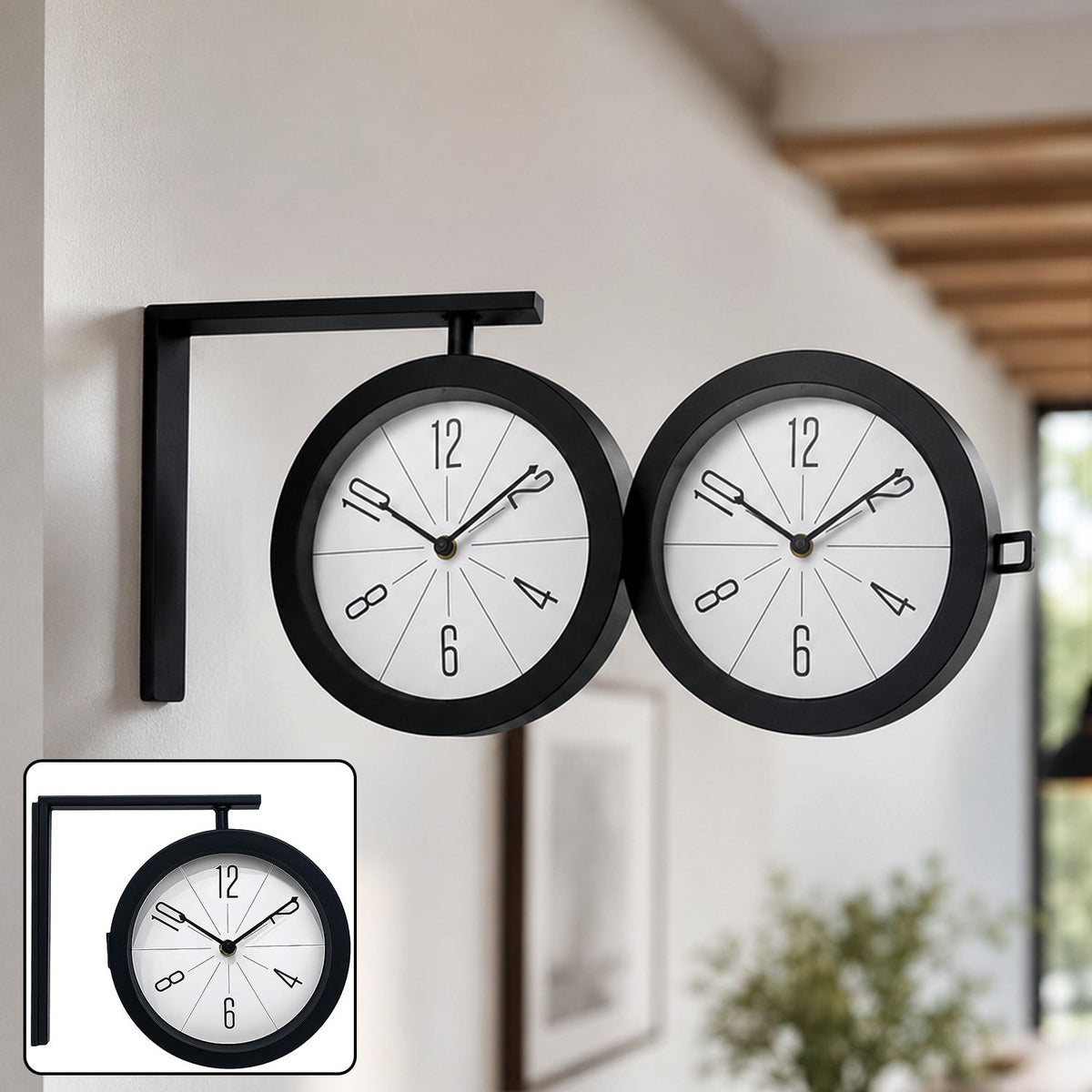 2 in 1 Modern Round Double Sided Railway Station, Vintage