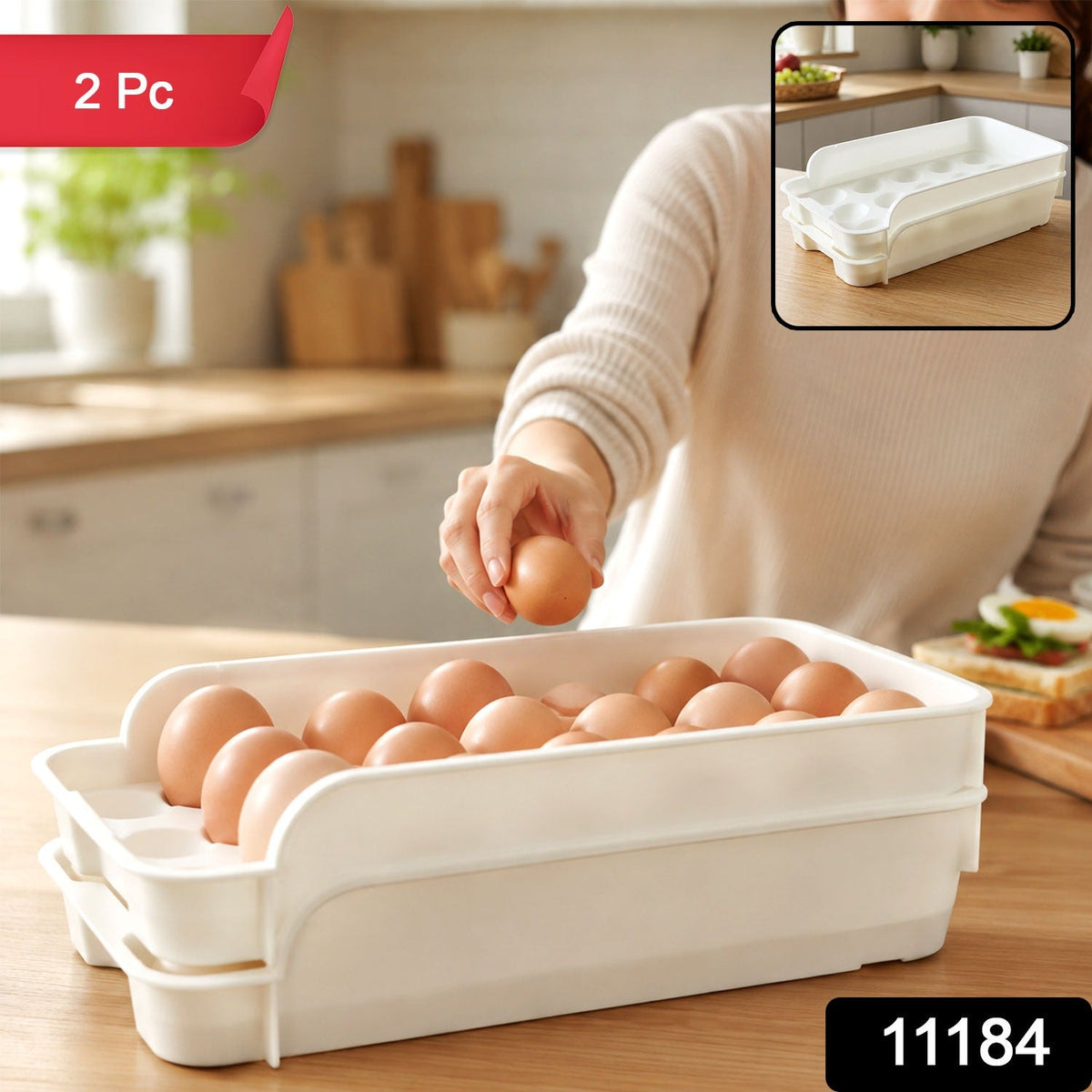 Egg Storage Tray – Space-Saving and Durable Refrigerator – side view