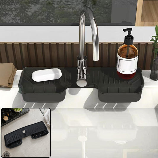 Faucet Splash Guard Mat with Drainage Tray